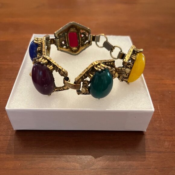 Vintage Gold-tone Multi-stone Bracelet - Picture 9 of 13